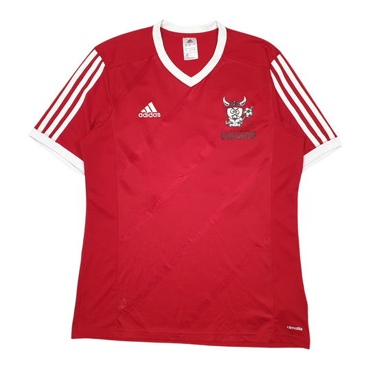Mens Red Adidas Screaming Vikings Soccer Team Climalite Short Sleeve T Shirt