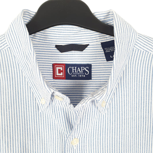 Mens Blue Chaps Oxford Long Sleeve Shirt