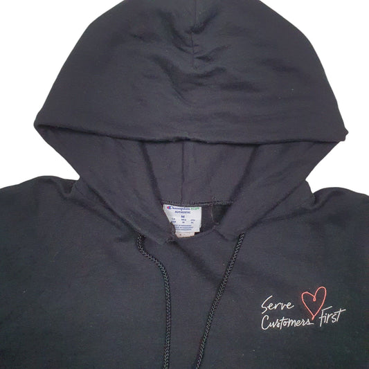 Mens Black Champion Serve Customers First Hoodie Jumper
