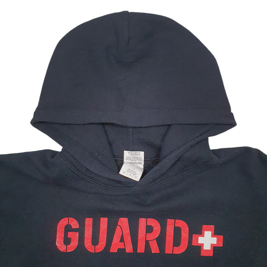 Mens Black Gildan Guard Spellout Hoodie Jumper