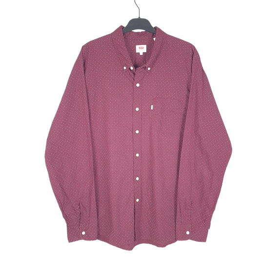 Mens Burgundy Levis Polka Dot Long Sleeve Shirt