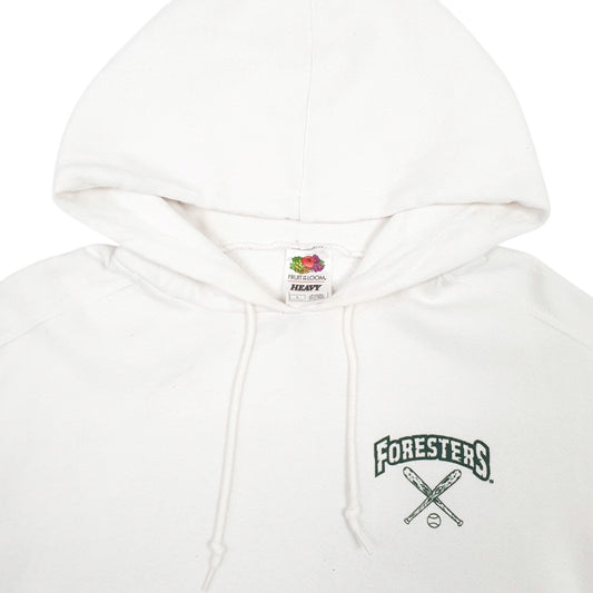 Mens White Fruit Of The Loom Foresters Baseball Hoodie Jumper
