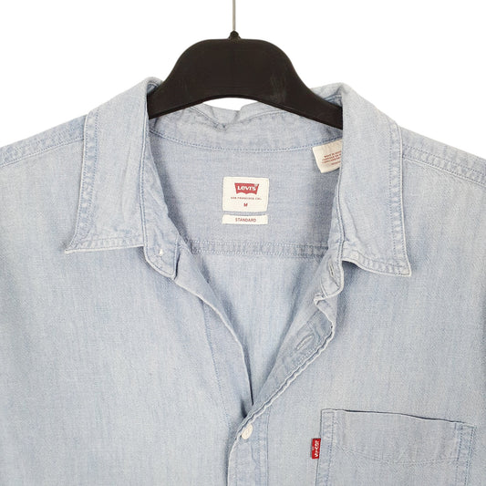 Mens Blue Levis Chambray Short Sleeve Shirt
