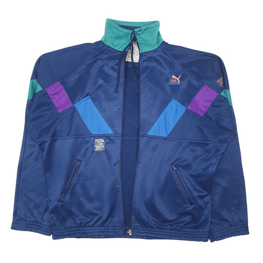 Mens Navy Puma Vintage 80s Full Zip Jumper