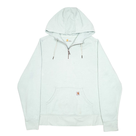 Womens Turquoise Carhartt Workwear Hoodie Quarter Zip Jumper