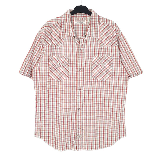Mens Red Levis Western Pear Snap Cowboy Short Sleeve Shirt