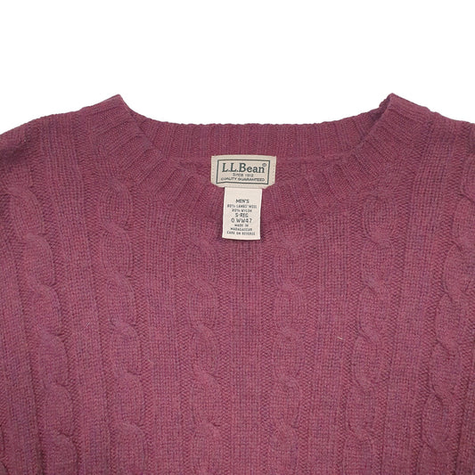 Mens Burgundy L.L.Bean Knit Cable Crewneck Jumper