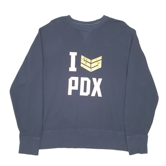 Mens Navy Unbranded PDX Spellout Crewneck Jumper