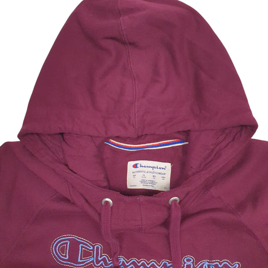 Mens Burgundy Champion Spellout Hoodie Jumper