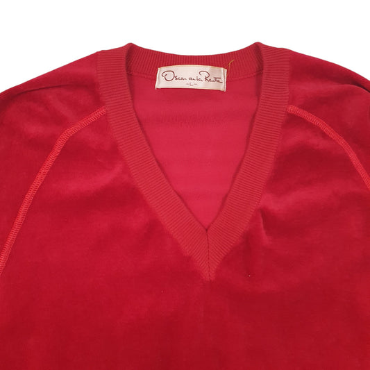 Womens Red Oscar De La Renta V Neck Jumper