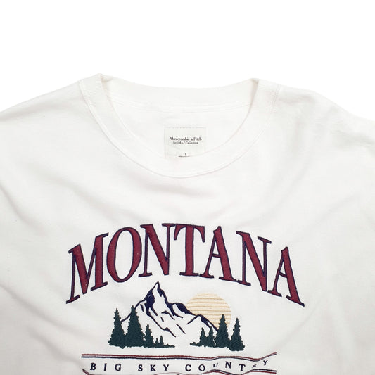 Mens White Ambercrombie & Fitch Montana Columbia Falls Spellout Crewneck Jumper