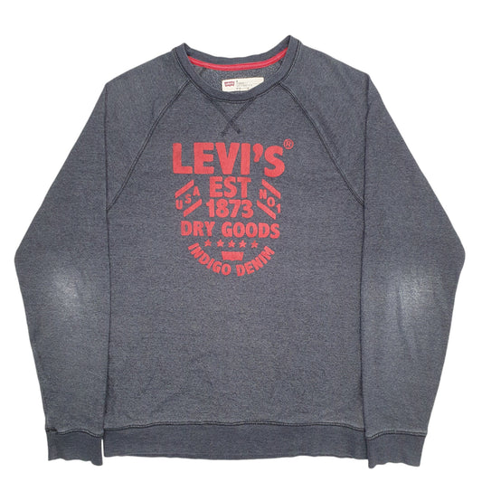 Mens Grey Levis Spellout Crewneck Jumper