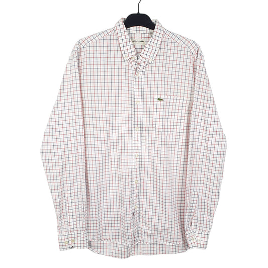Mens White Lacoste Long Sleeve Shirt