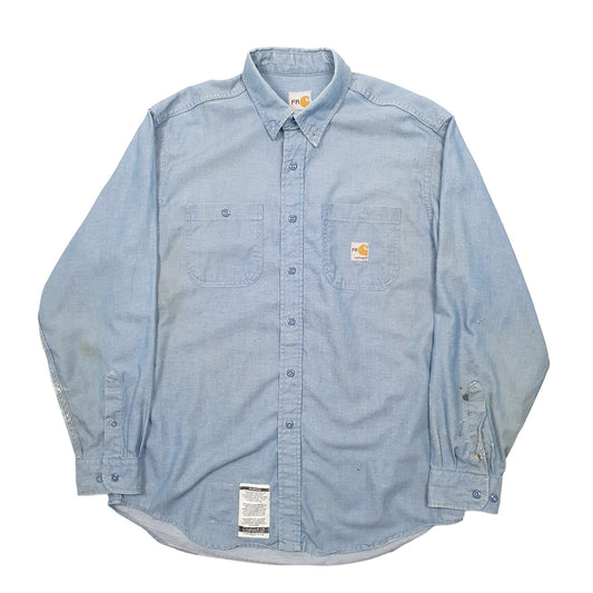 Mens Blue Carhartt Long Sleeve Shirt