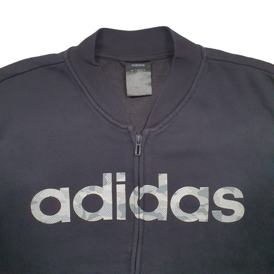 Mens Black Adidas Spellout Full Zip Jumper