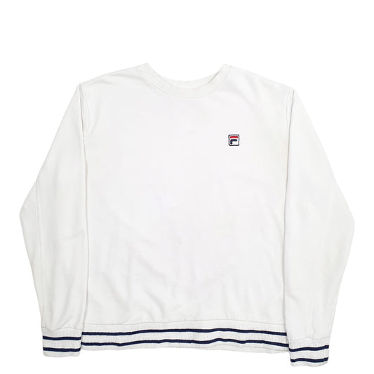 Womens White Fila Crewneck Jumper