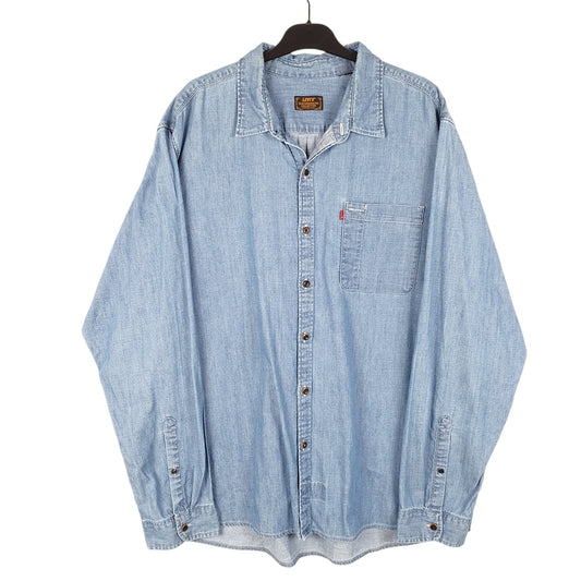 Mens Blue Levis Denim Jeans Chambray Skateboarding Long Sleeve Shirt