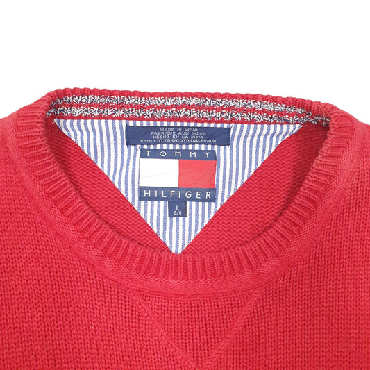 Mens Red Tommy Hilfiger Vintage Knit Crewneck Jumper