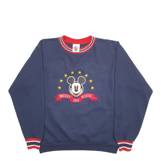 Womens Navy Disney Mickey Mouse Vintage 1980s Made In USA Crewneck Jumper
