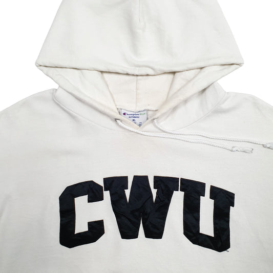 Mens White Champion CWU USA College Hoodie Jumper