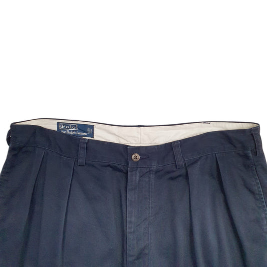 Mens Navy Polo Ralph Lauren Double Pleated Chino Trousers