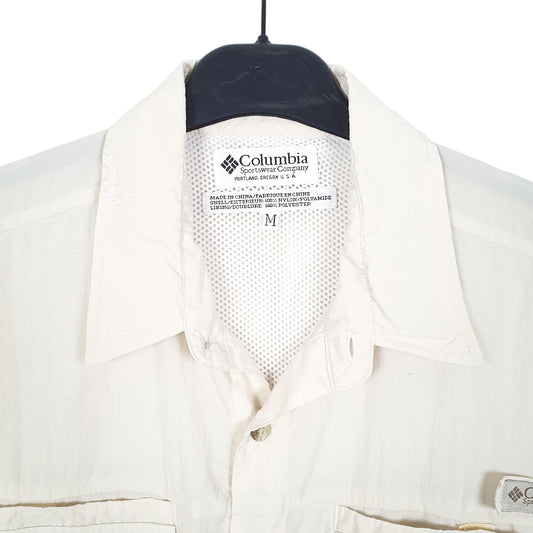 Mens Cream Columbia Sportswear PFG Performance Fishing Gear Short Sleeve Shirt