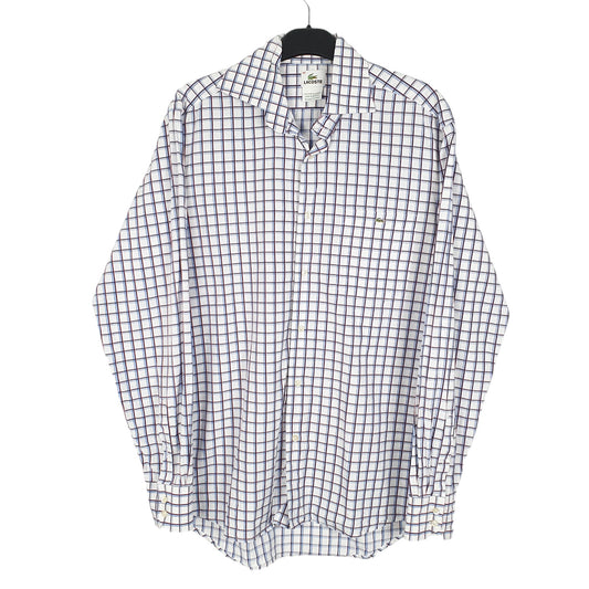 Mens White Lacoste Long Sleeve Shirt