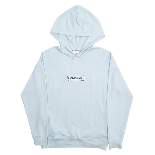 Mens Blue Calvin Klein Spellout Hoodie Jumper