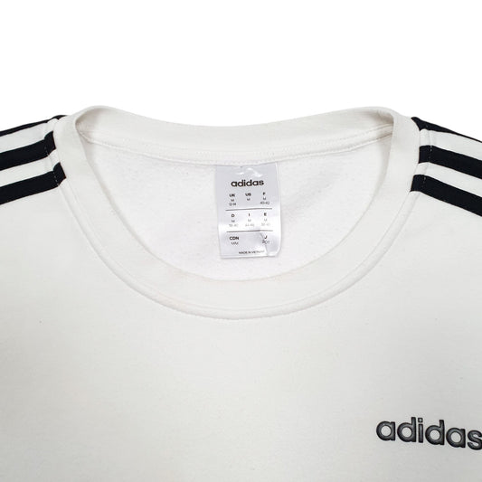 Womens White Adidas Crewneck Jumper