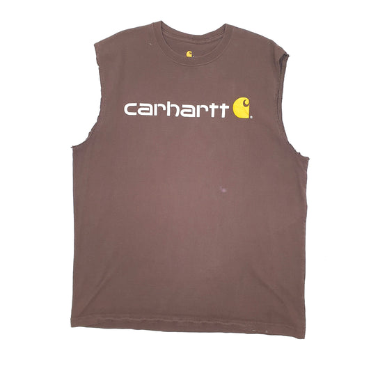 Mens Brown Carhartt Sleeveless Vest Short Sleeve T Shirt