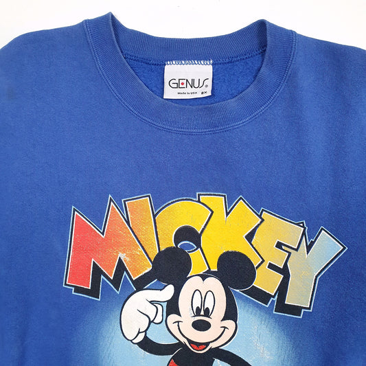Womens Blue Genus Disney Mickey Mouse Vintage 1990s Made In USA Crewneck Jumper