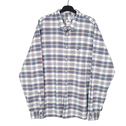 Mens White Lacoste Long Sleeve Shirt