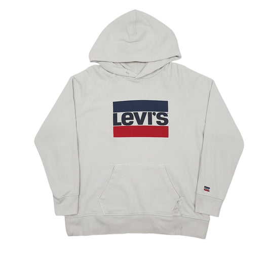 Mens White Levi Hoodie Jumper