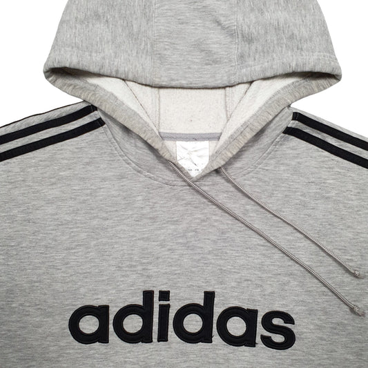 Mens Grey Adidas Spellout Hoodie Jumper