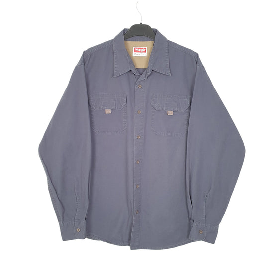 Mens Navy Wrangler Work Long Sleeve Shirt