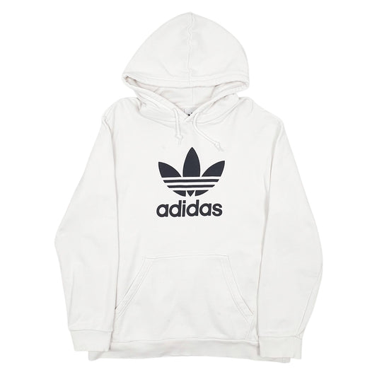 Mens White Adidas Spellout Hoodie Jumper