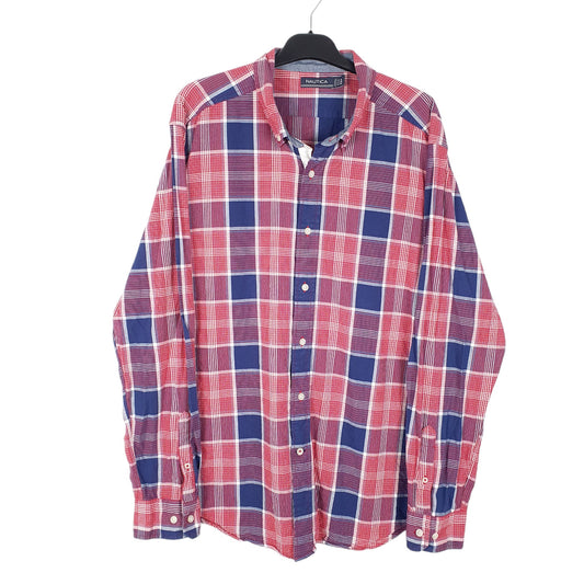 Mens Red Nautica Long Sleeve Shirt