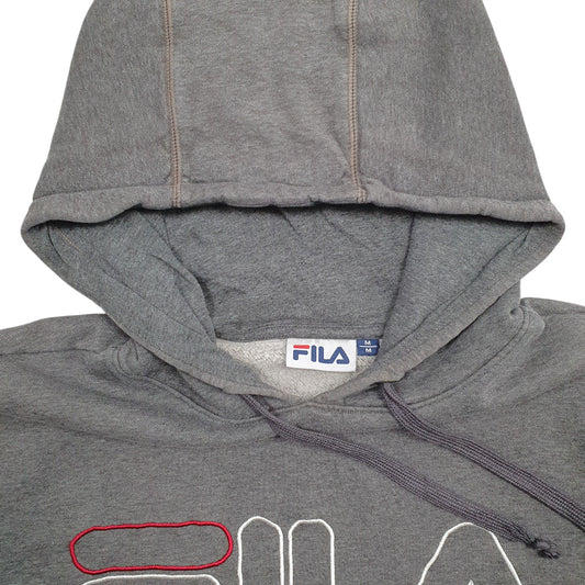 Mens Grey Fila Spellout Hoodie Jumper