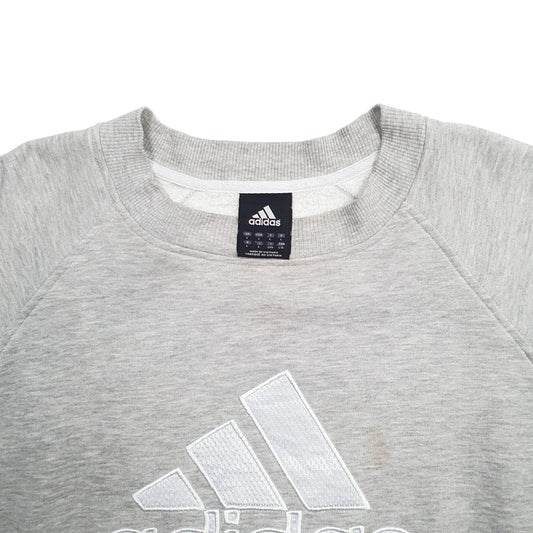 Mens Grey Adidas Spellout Crewneck Jumper
