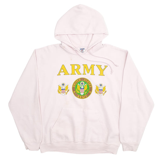 Mens Pink Jerzees US Army Spellout Hoodie Jumper
