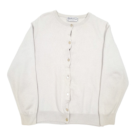 Womens Cream Burberry Of London Knit Vintage Cardigan Sweater Crewneck Jumper