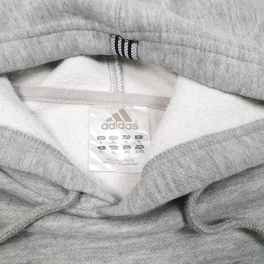 Mens Grey Adidas Spellout Hoodie Jumper