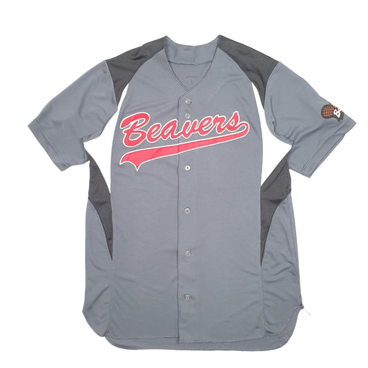 Mens Grey Champro Baseball Jersey Beavers 1 USA Short Sleeve T Shirt