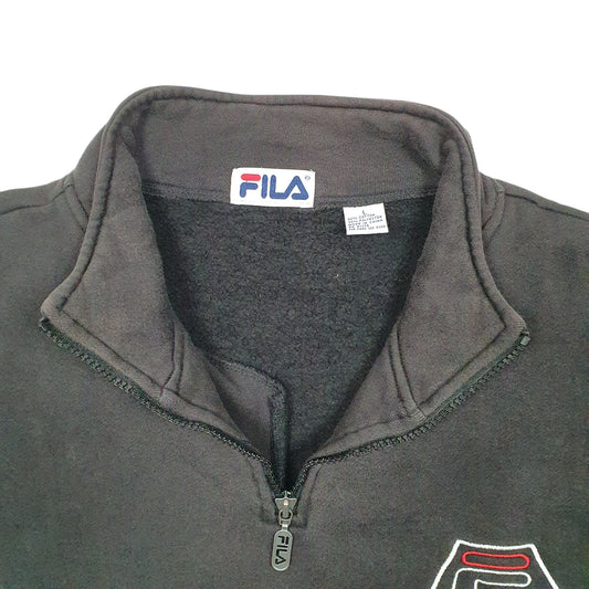 Mens Black Fila Quarter Zip Jumper
