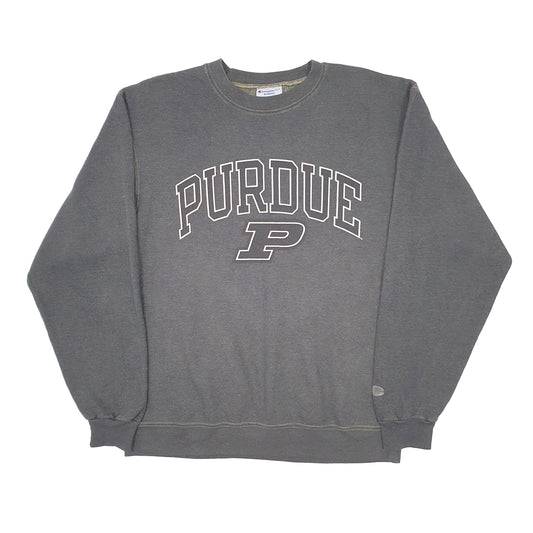 Mens Grey Champion USA College Purdue Crewneck Jumper