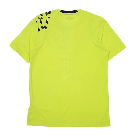 Mens Green Adidas Fluorescent Climalite Running Short Sleeve T Shirt