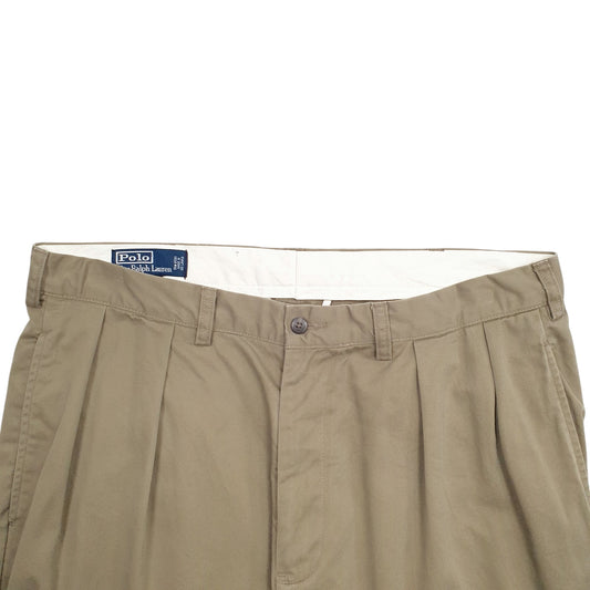 Mens Khaki Polo Ralph Lauren Double Pleated Chino Trousers