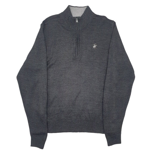 Mens Grey Beverly Hills Polo Club Quarter Zip Jumper