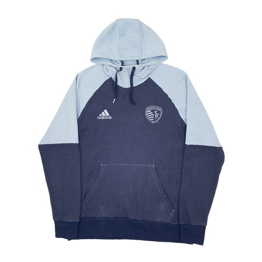 Mens Navy Adidas Kansas City Sporting MLS Soccer Hoodie Jumper