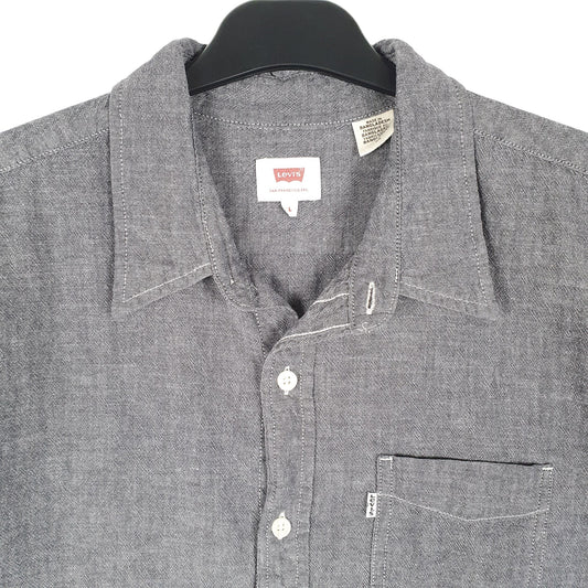 Mens Grey Levis Chambray Work Short Sleeve Shirt